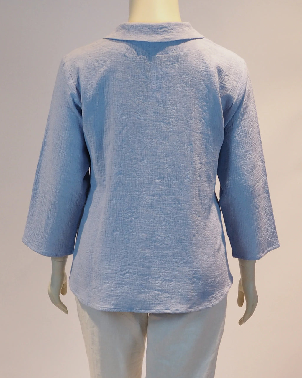 Plus Size Bluse Esmeralda in hellblau von hinten von Katrin Kiesler