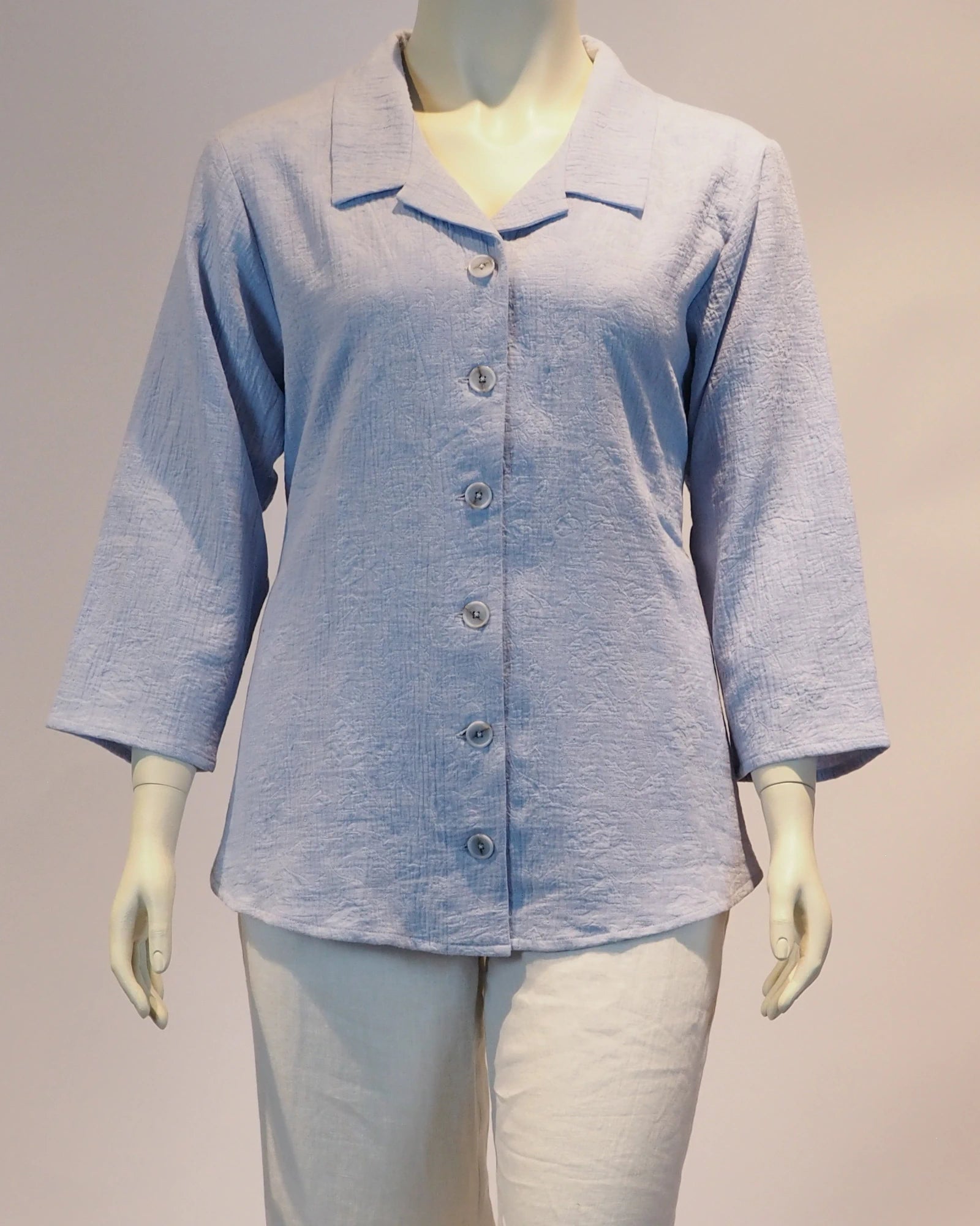Plus Size Bluse Esmeralda in hellblau von vorn von Katrin Kiesler