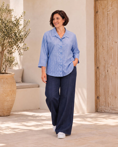 Blauweisse Plus-Size-Bluse Valentina von Katrin Kiesler Berlin, 