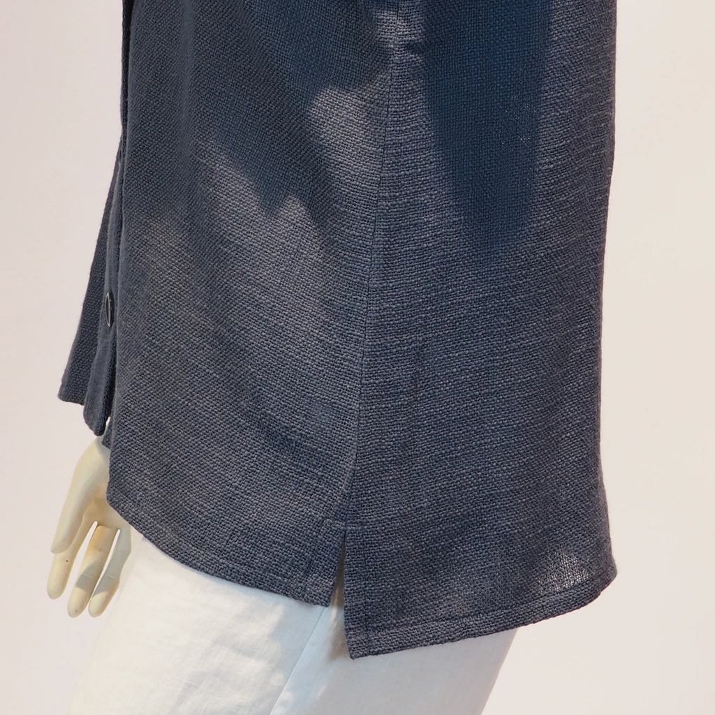 Plus Size Blusenjacke Edda in rauchblau Seitenschlitz von Katrin Kiesler