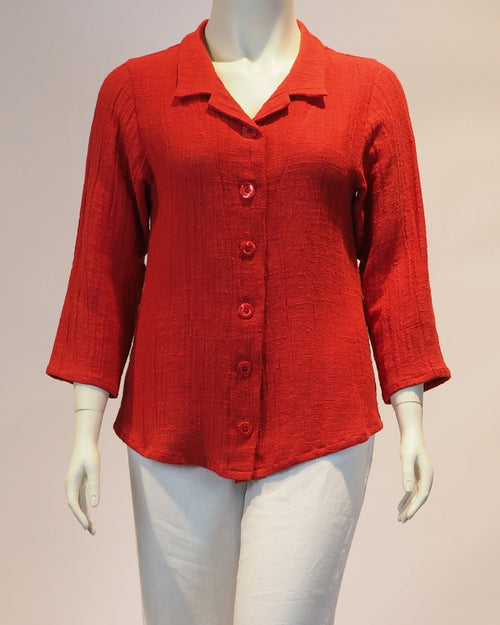 Plus Size Leinen-Shirt  Charlotte in  rot von vorne von Katrin Kiesler Berlin