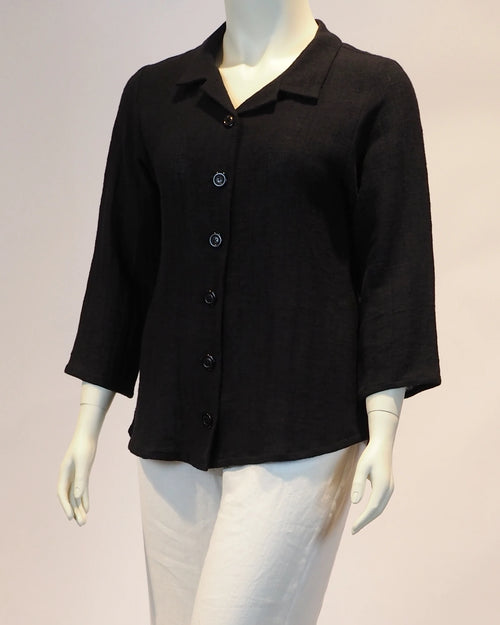 Plus Size Leinen-Shirt  Charlotte in  schwarz von der Seite Katrin Kiesler Berlin