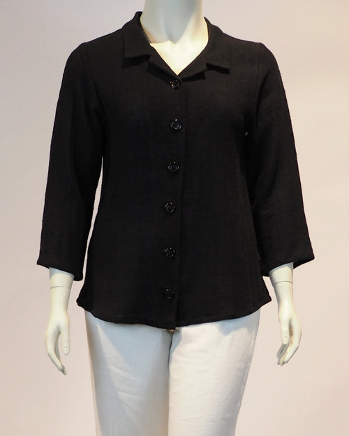 Plus Size Leinen-Shirt  Charlotte in  schwarz von vorne von Katrin Kiesler Berlin