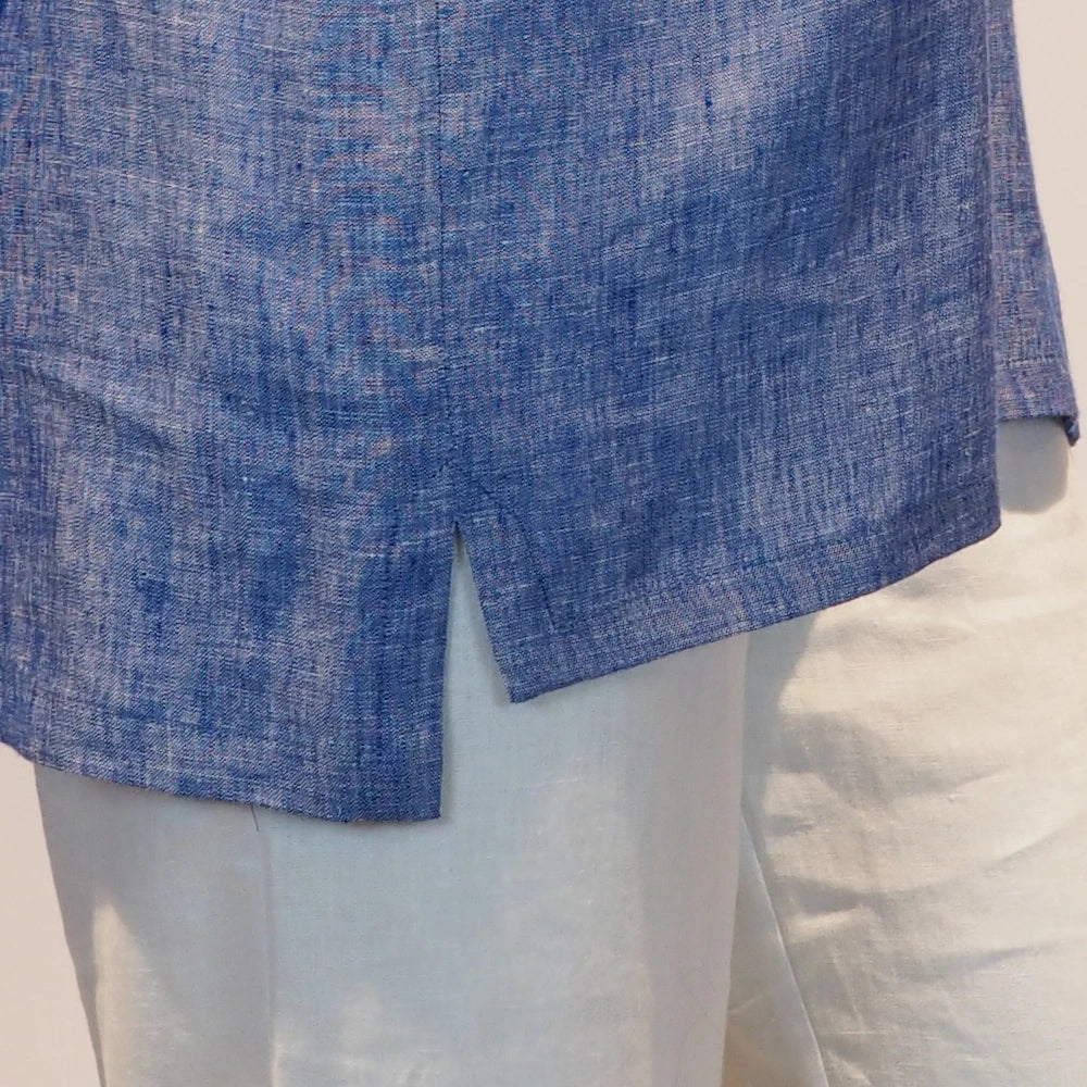 Plus Size Leinen-Shirt  Friederike in  blau Ddetail von Katrin Kiesler Berlin