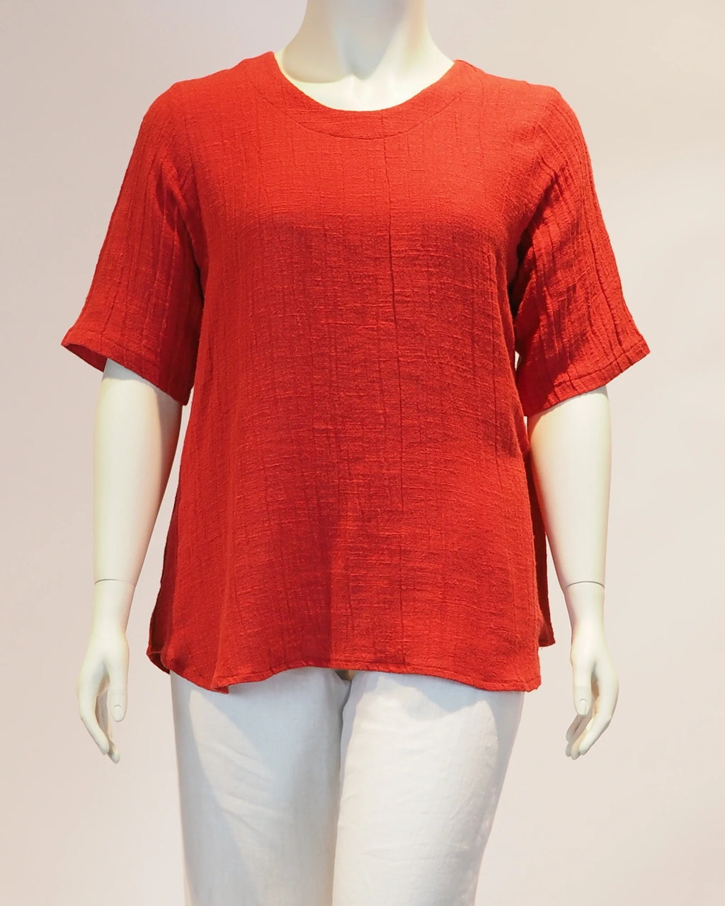Plus Size Leinen-Shirt Frida in  rot von vorne von Katrin Kiesler Berlin