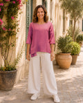 Plus Size Leinen-Shirt Luisa am Model in pink von vorne von Katrin Kiesler 