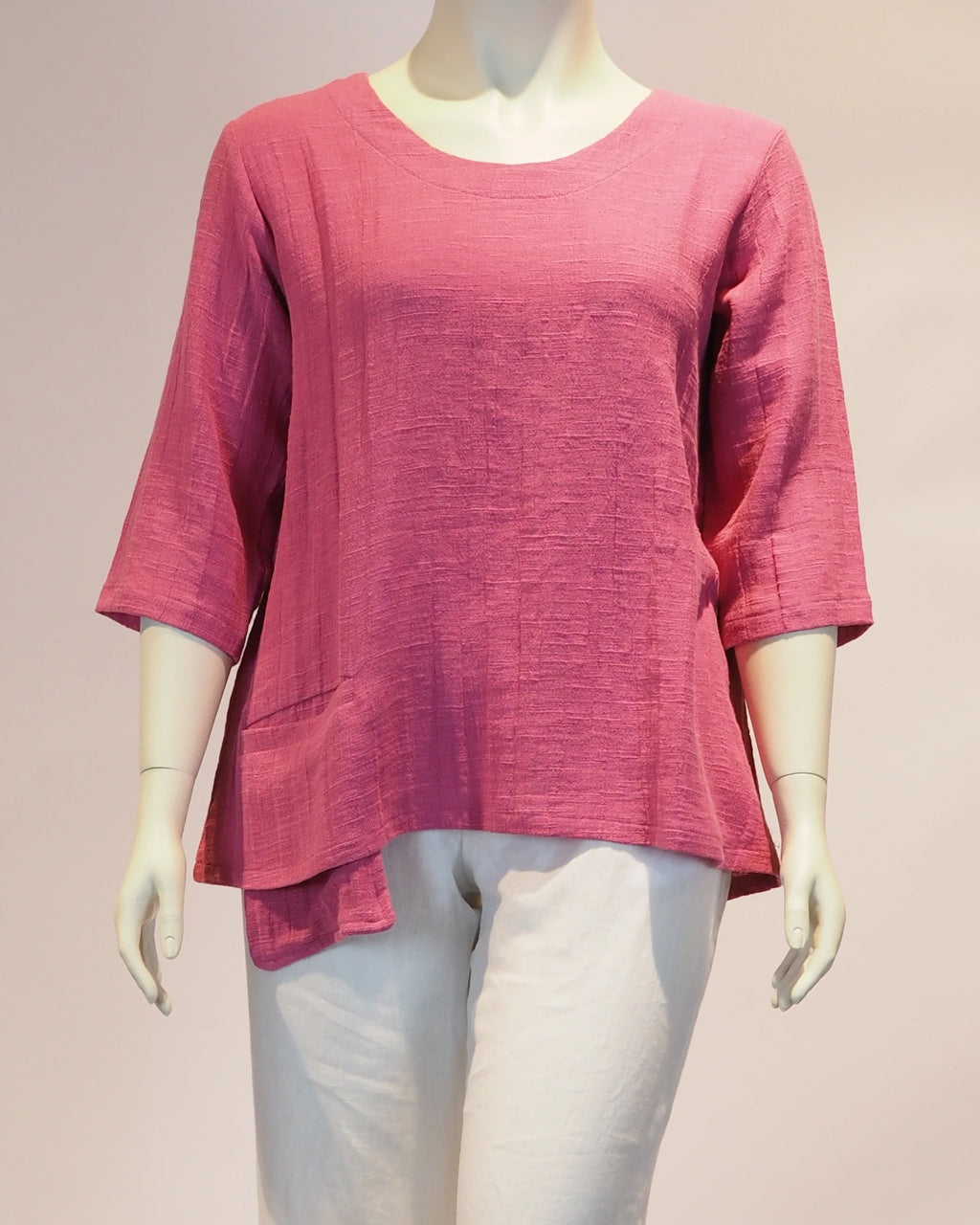 Plus Size Leinen-Shirt Luisa in pink von vorne von Katrin Kiesler Berlin