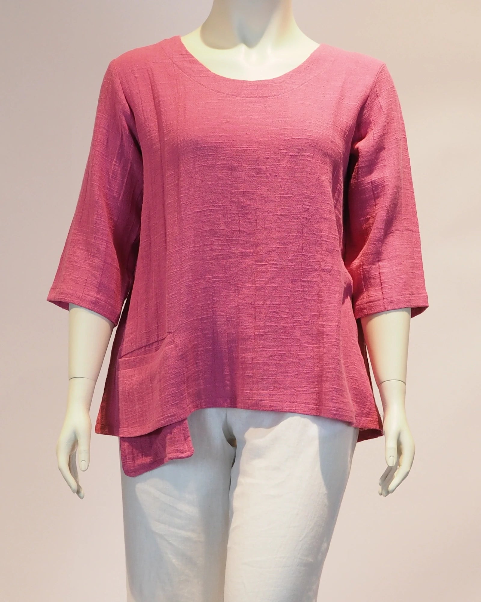 Plus Size Leinen-Shirt Luisa in pink von vorne von Katrin Kiesler Berlin
