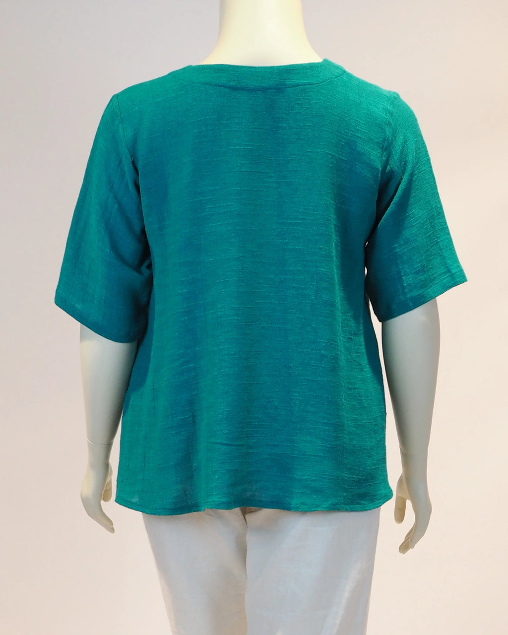 Plus Size Leinen-Shirt Sophia in türkis von  hinten von Katrin Kiesler Berlin